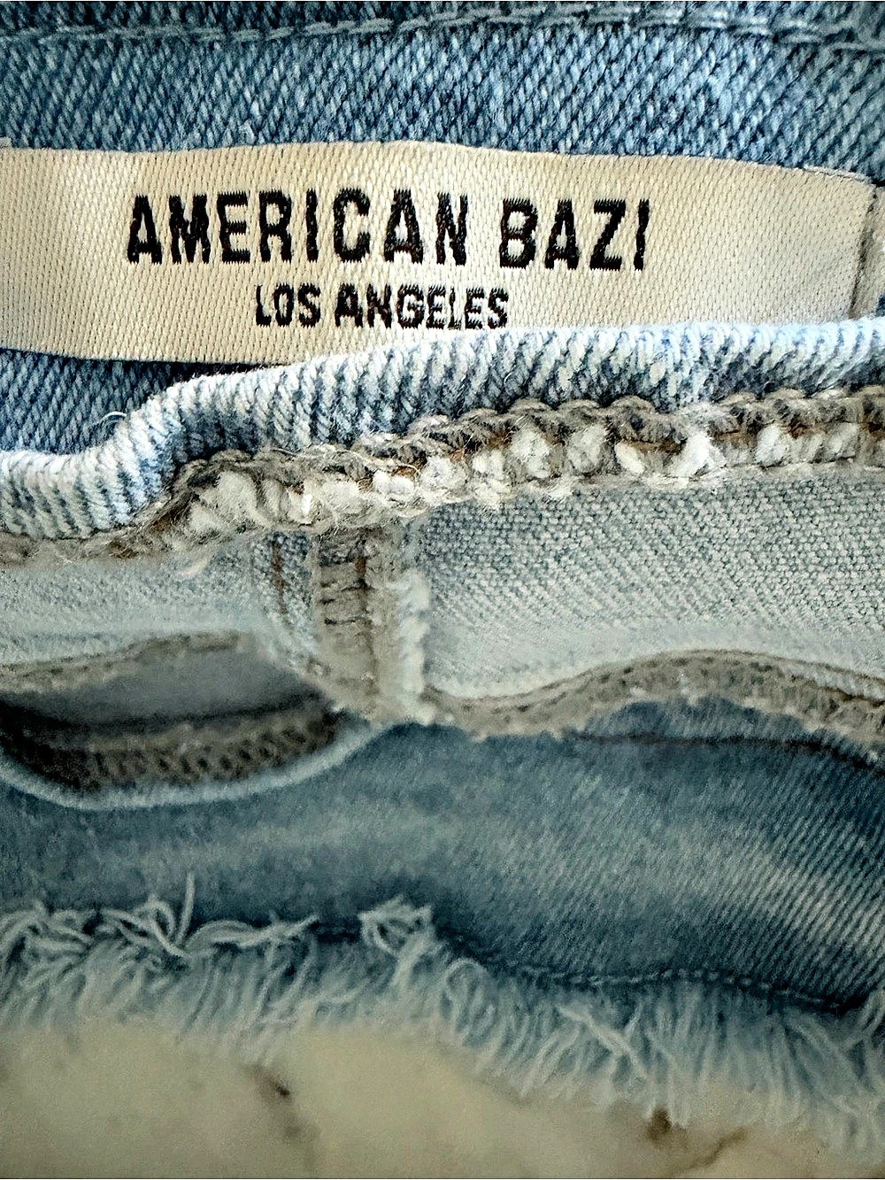 American Bazi Asymmetrical Fringe Denim Skirt - Picture 6 of 7